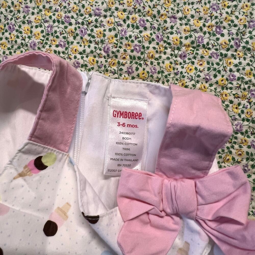 GYMBOREE BABY GIRLS SUMMER ICE CREAM PRINT DRESS SIZE 3/6M EUC - Picture 4 of 4